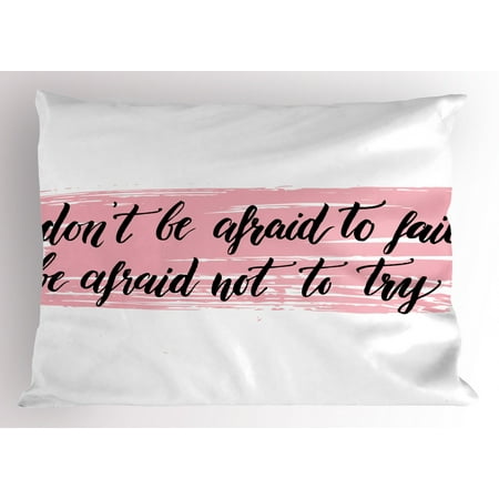 Kozmos Ambesonne Lifestyle Pillow Sham Try Motivation Words 26 X 20 Pale Pink Black