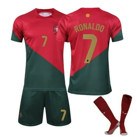 XNB Boy activewear T-Shirt and Short Cristiano Ronaldo 2022 World Cup Portugal Soccer Jersey Traning Suit for Kids Youth and Adults